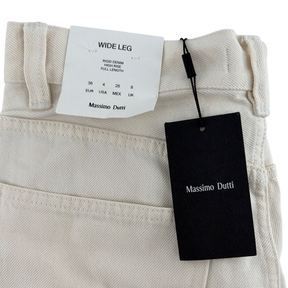 Massimo Dutti Women's Cream High Rise Wide Leg Jeans Size 4 - Picture 5 of 11